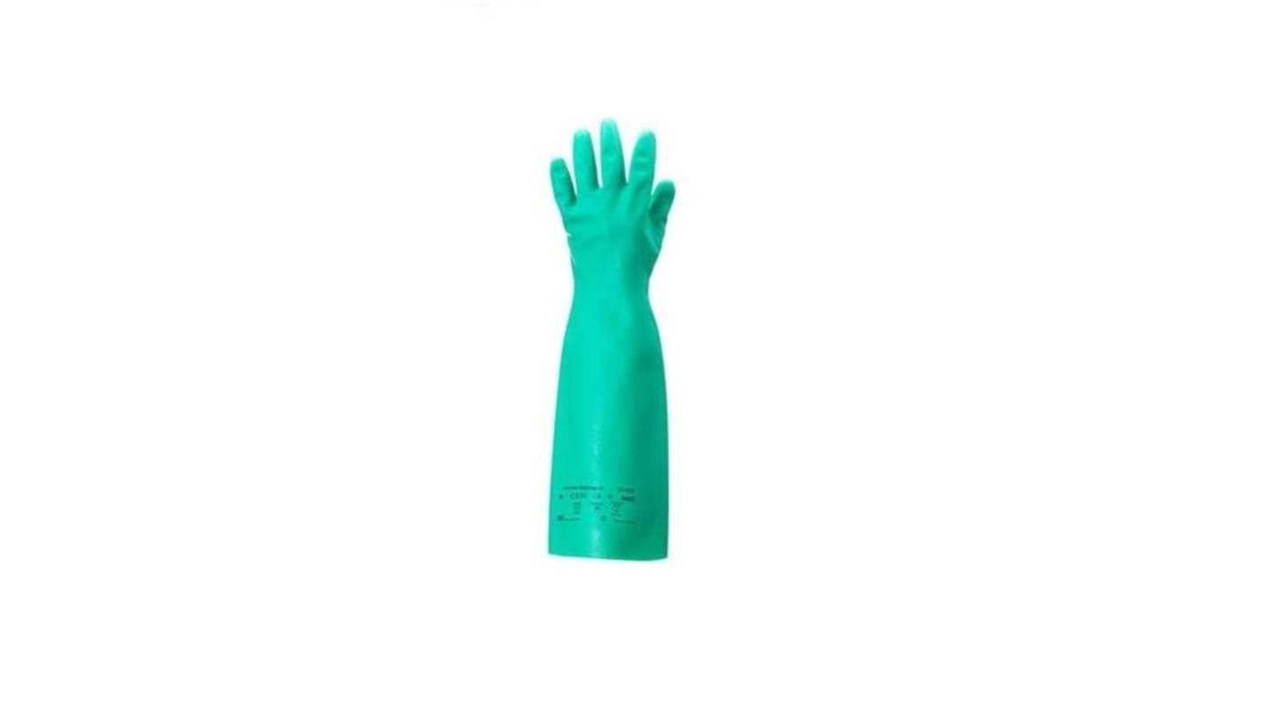 Ansell AlphaTec Solvex Green Nitrile Work Gloves, Size 10, Large, Nitrile Coating