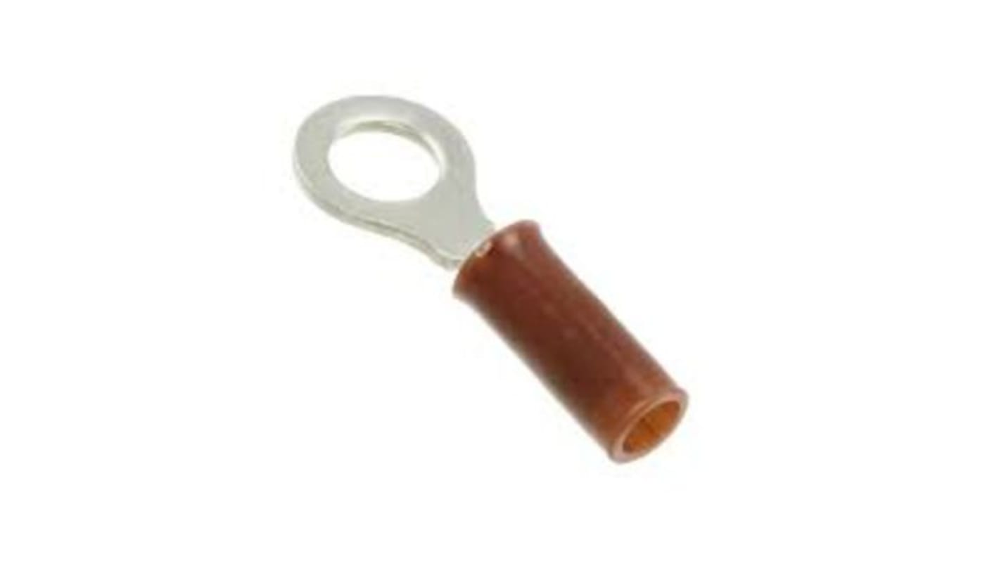 TE Connectivity, STRATO-THERM Insulated Ring Terminal, M4 / #8 Stud Size, Brown