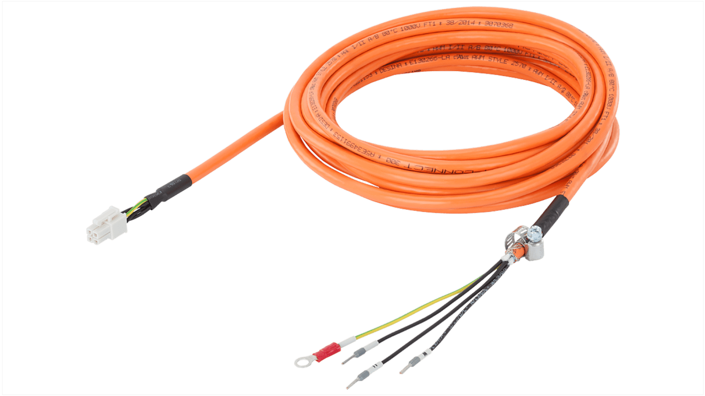 Cable Siemens, 230 V, 1 kW, long. 5m, para usar con SINAMICS V90