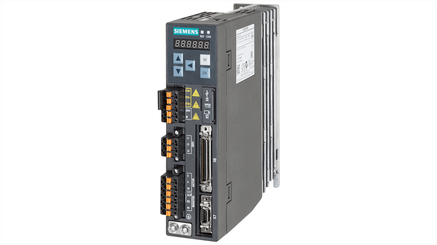 Variador de frecuencia Siemens serie 6SL3210, 0,2 kW, 240 V ac, 1 fase, 1,4 A, 66Hz, IP20