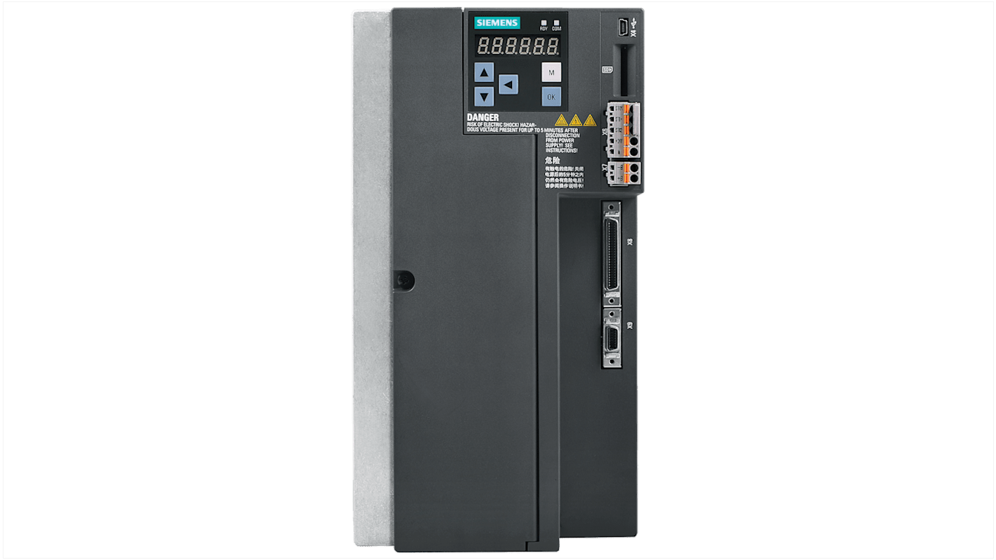 Siemens 6SL3210, 3-Phasen Frequenzumrichter 5 kW, 480 V ac / 12,6 A 66Hz für SINAMICS V90
