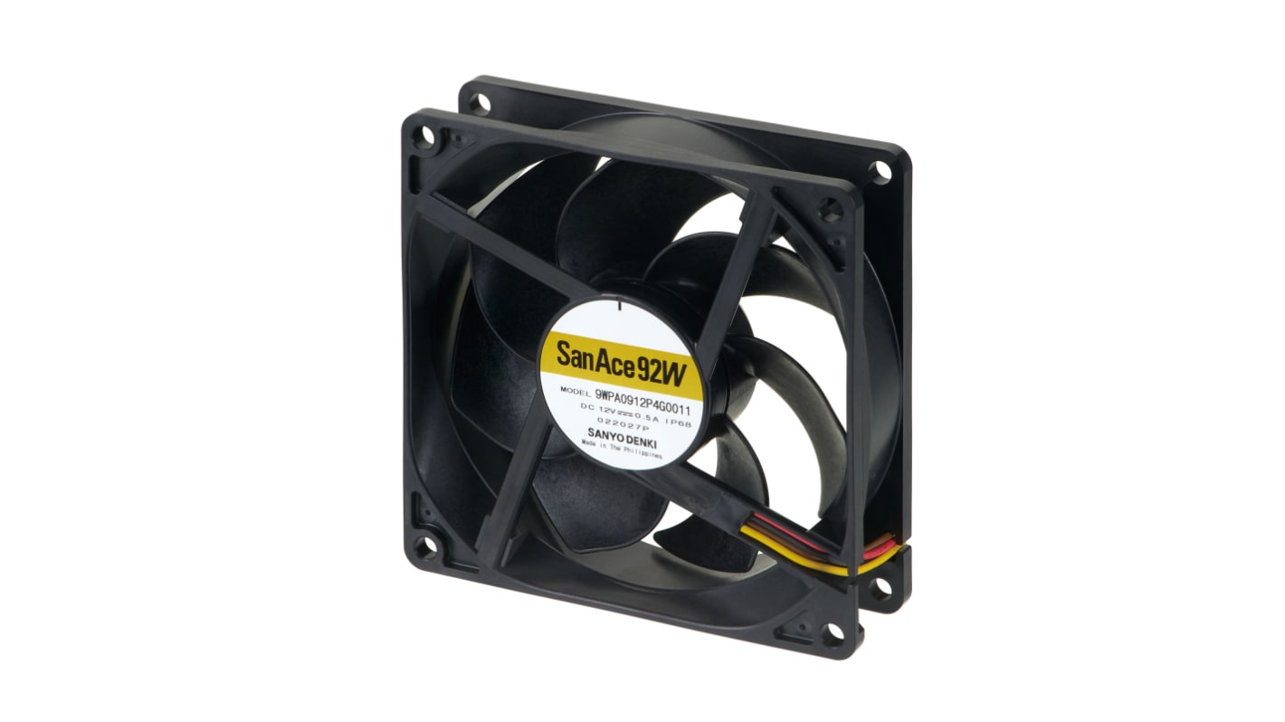 Ventilador Axial Sanyo Denki de 92 x 92 x 25mm, 24 V dc, 6W, caudal 86.5cfm, IP68