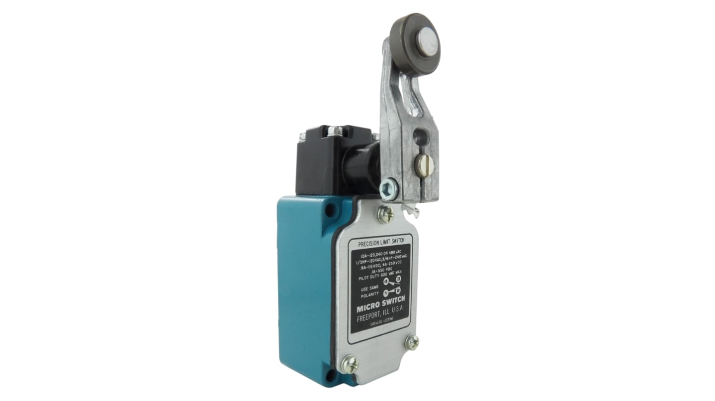 Honeywell Roller Lever Limit Switch, 1NC/1NO, IP67, SPDT, Die Cast Zinc Housing, 480V ac ac Max, 10A Max