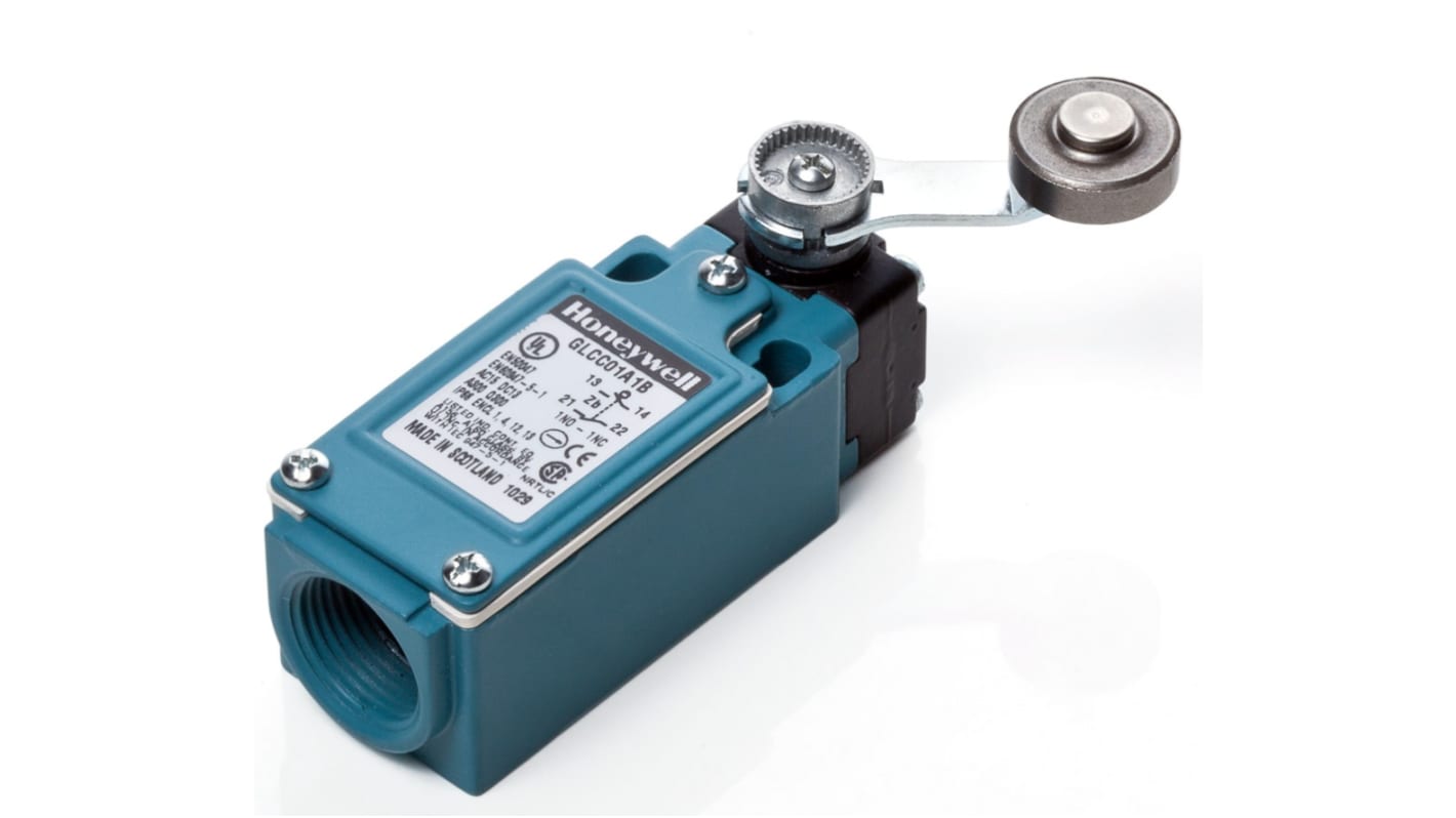 Honeywell GLC Series Roller Lever Limit Switch, 1NC/1NO, IP67, SPDT, Die Cast Zinc Housing, 300V ac Max, 10A Max