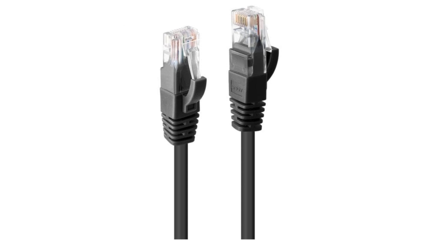 Lindy Electronics Cat6 Male RJ45 to Male RJ45 Ethernet Cable, U/UTP, Black PVC Sheath, 5m