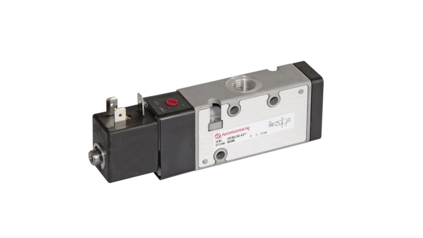 Norgren Pneumatic Solenoid Valve - Solenoid/Air G 1/8 V60 Series 24V