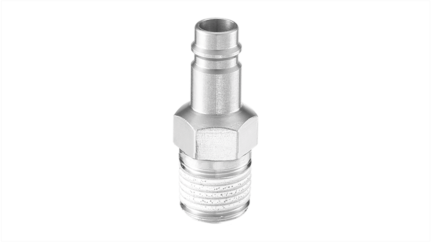 PREVOST Treated Steel Male Plug for Pneumatic Quick Connect Coupling, G 1/4 Male Threaded