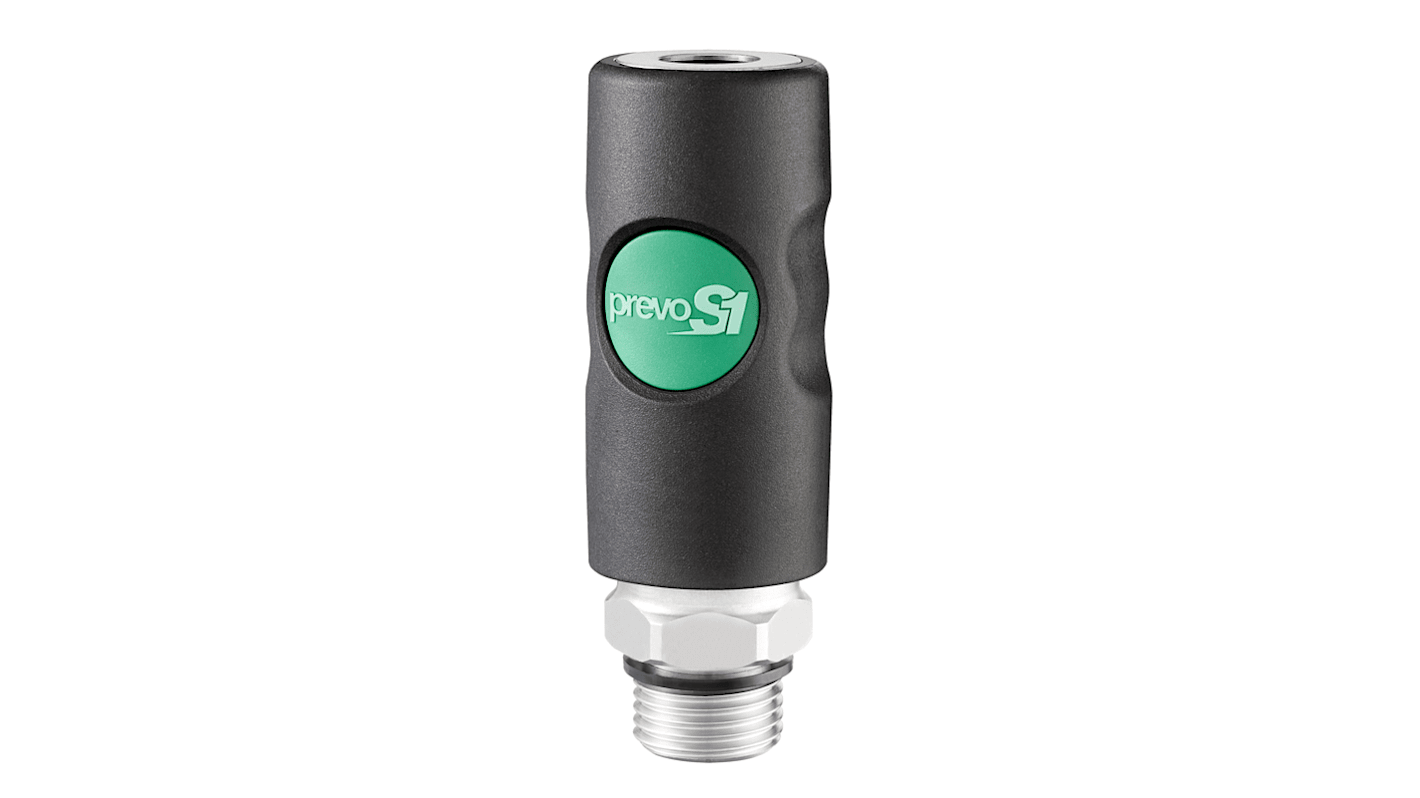 PREVOST Composite Body Male Safety Quick Connect Coupling, G 3/8 Male Threaded