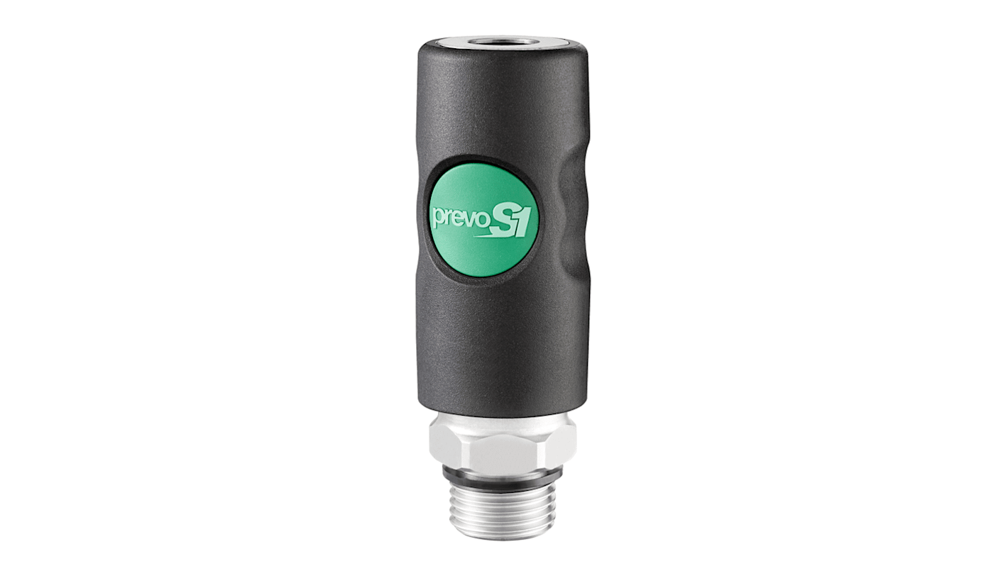 PREVOST Composite Body Male Safety Quick Connect Coupling, G 1/2 Male Threaded
