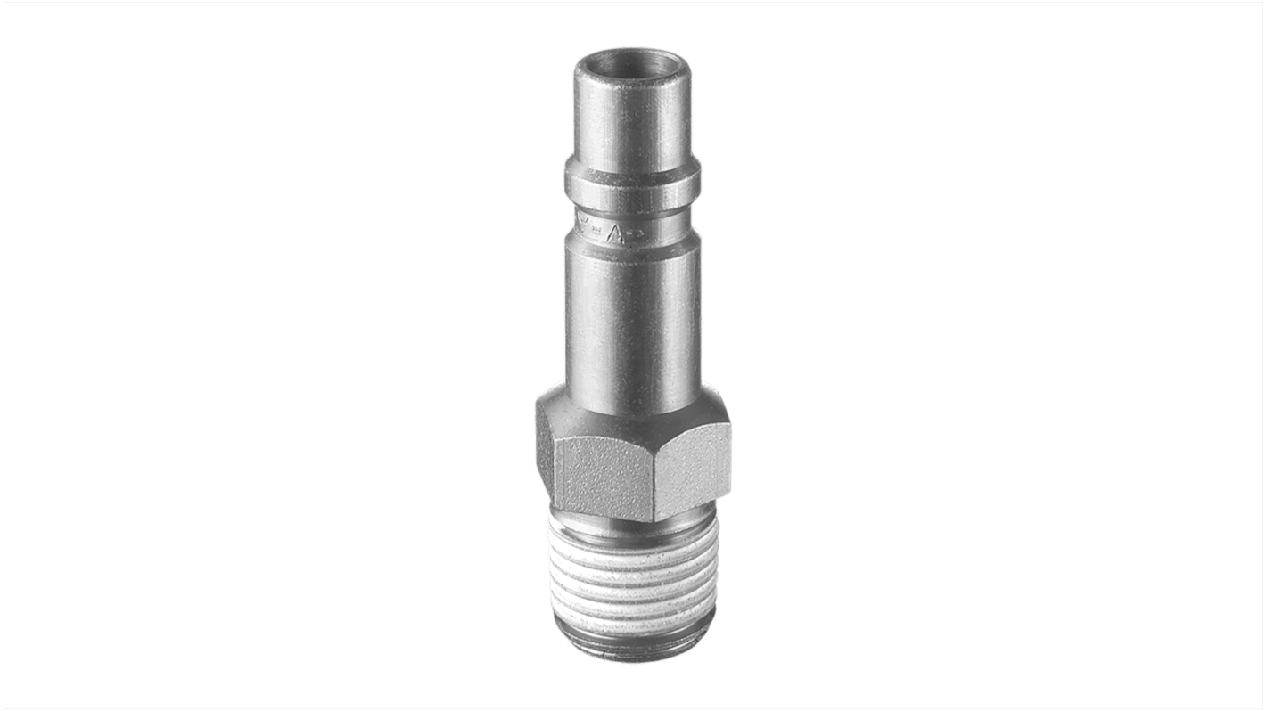 PREVOST Treated Steel Male Plug for Pneumatic Quick Connect Coupling, G 1/2 Male Threaded