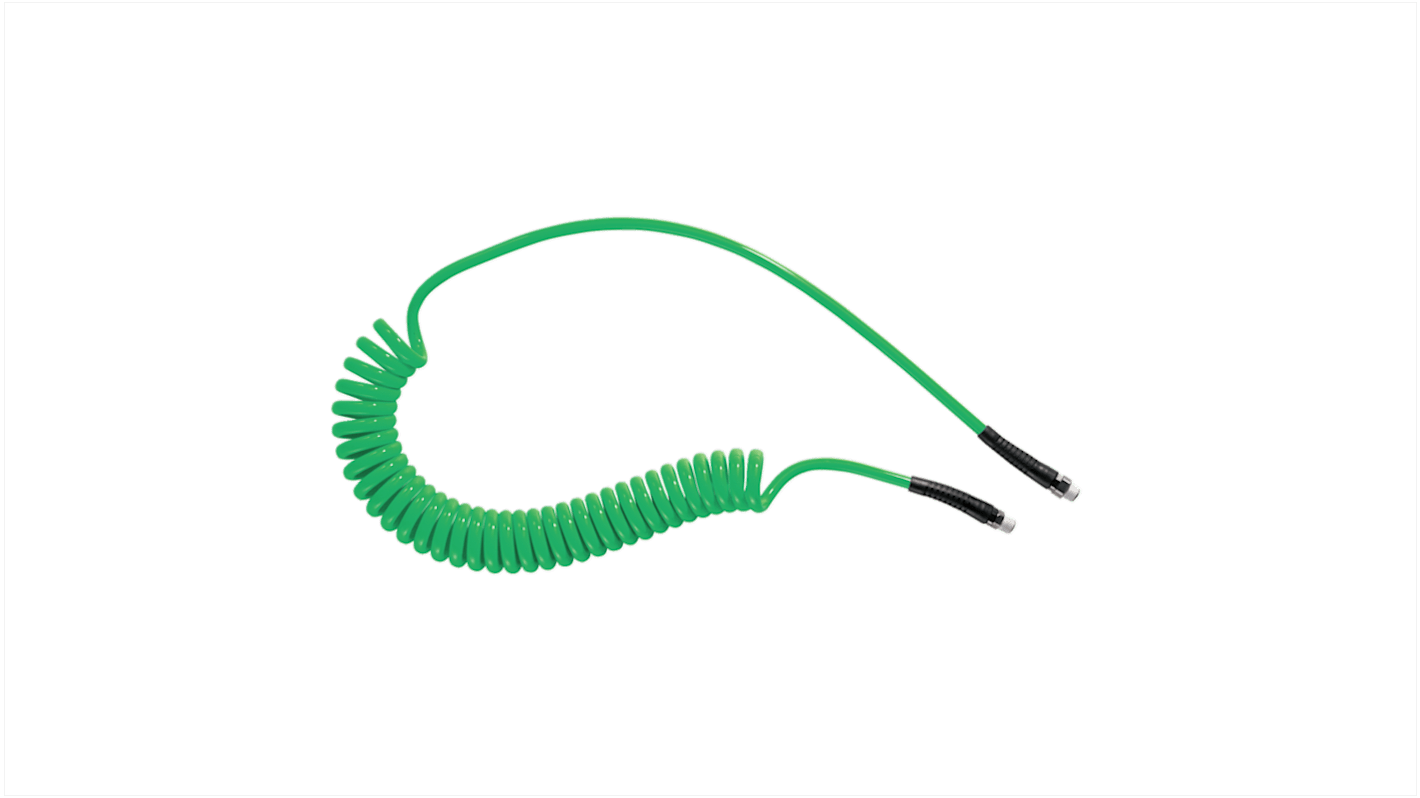 Manguera en espiral PREVOST serie PUS de poliuretano Verde, conexión R 1/4, longitud máx. 6m