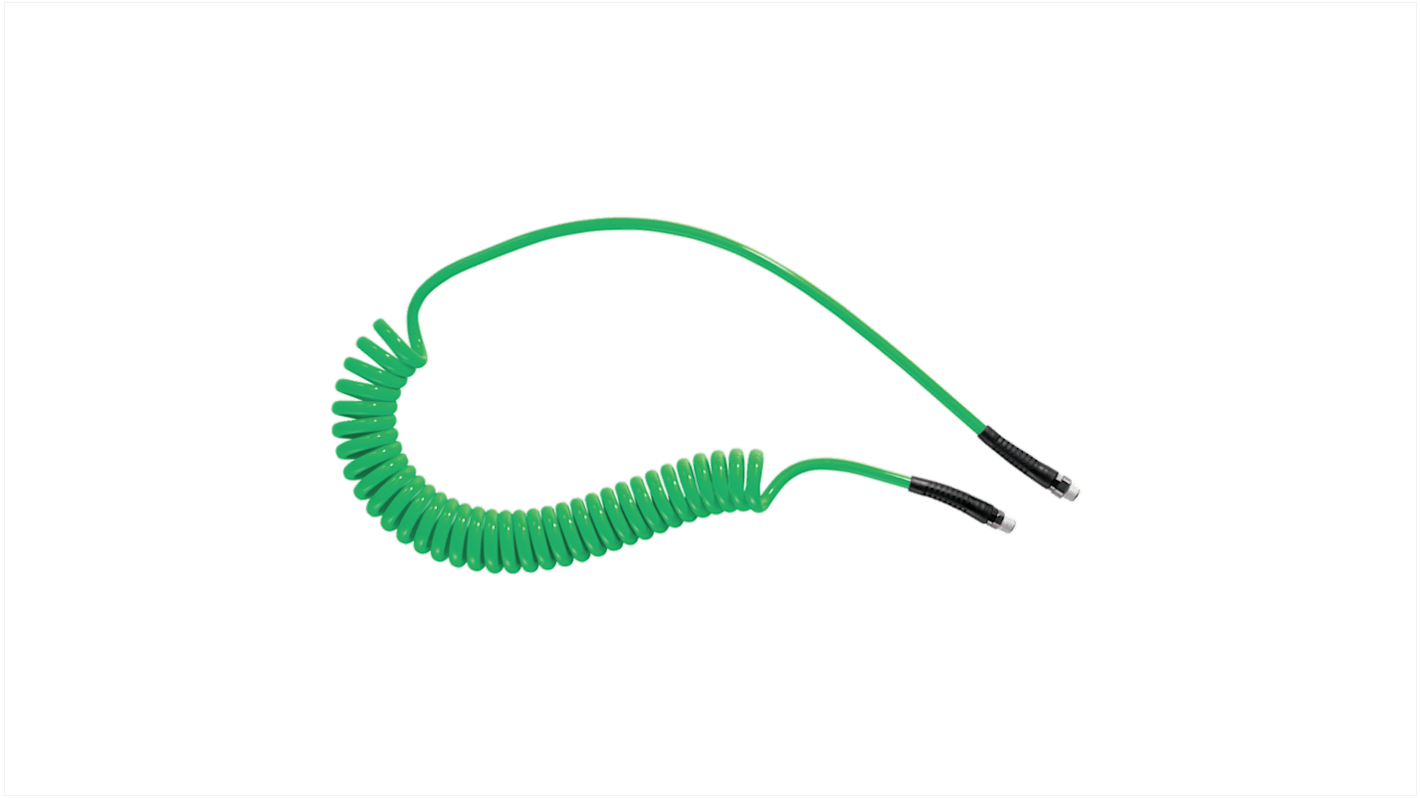 PREVOST Eiter Polyurethan Spiralschlauch Grün mit R1/4 Anschluss, Innen-Ø 6.5mm x 6m