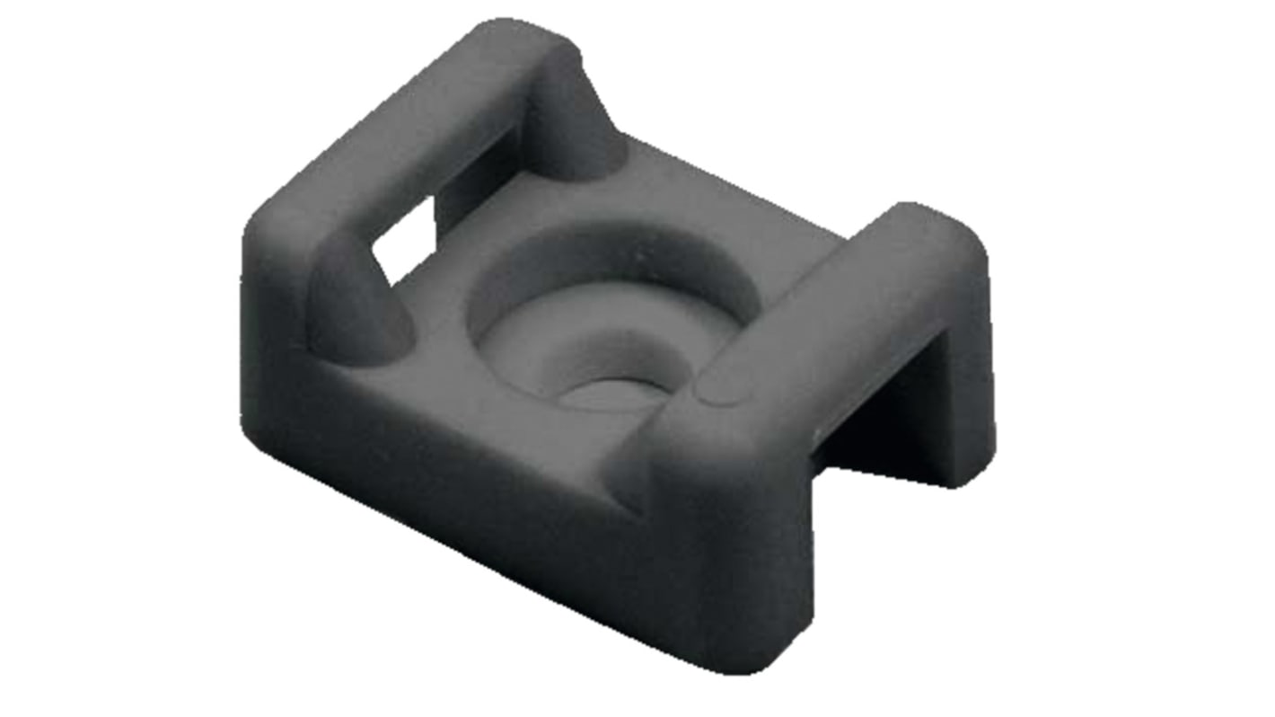HellermannTyton Self Adhesive Black Cable Tie Mount 9.4 mm x 14.7mm, 5mm Max. Cable Tie Width