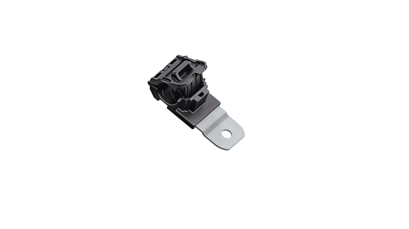 HellermannTyton Black Polyamide Ratchet P Clamp, 19.5mm Max. Bundle