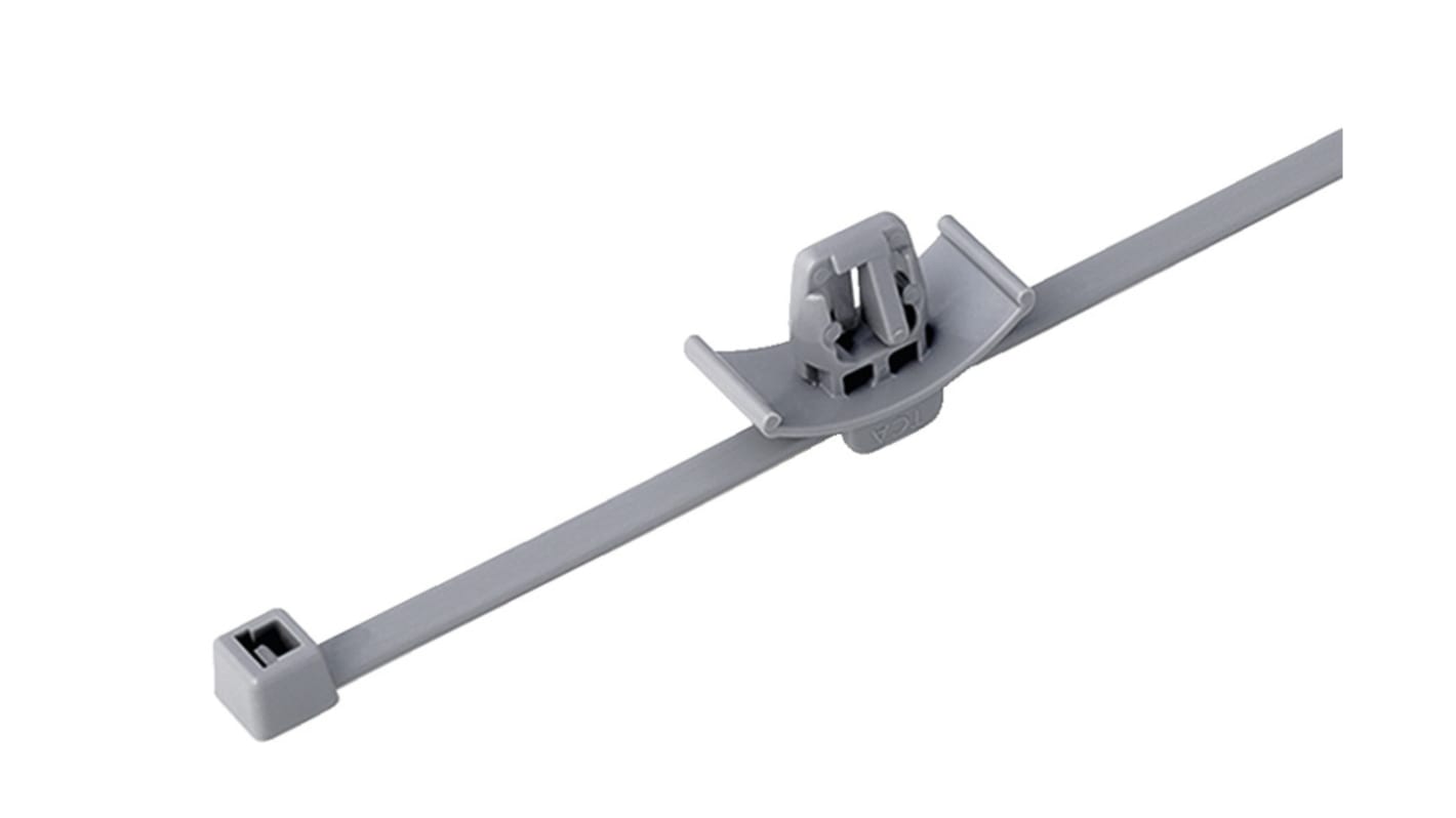 HellermannTyton Cable Tie, 202mm x 4.6 mm, Grey Polyamide, Pk-500pack