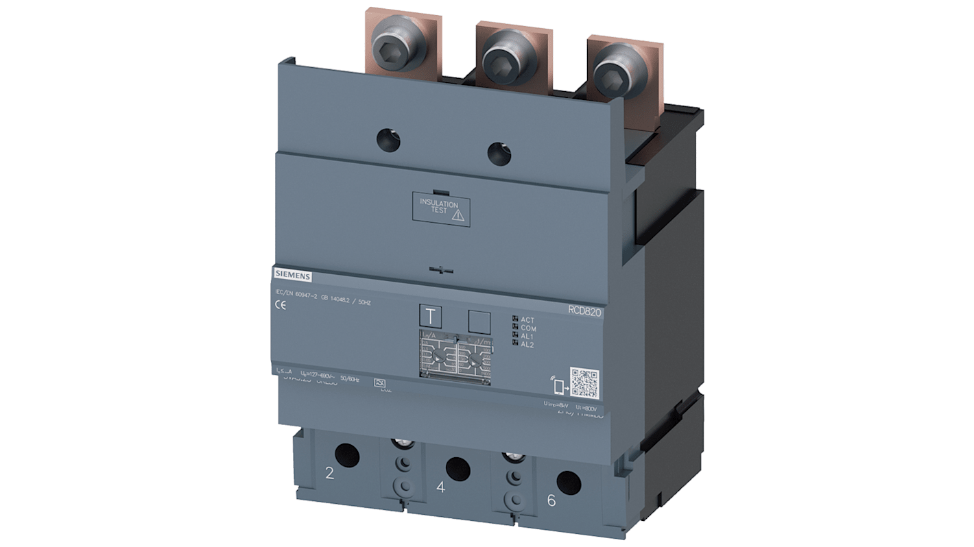 Interrupteur différentiel Siemens 3VA93, 3 Pôles, 400A, Type A