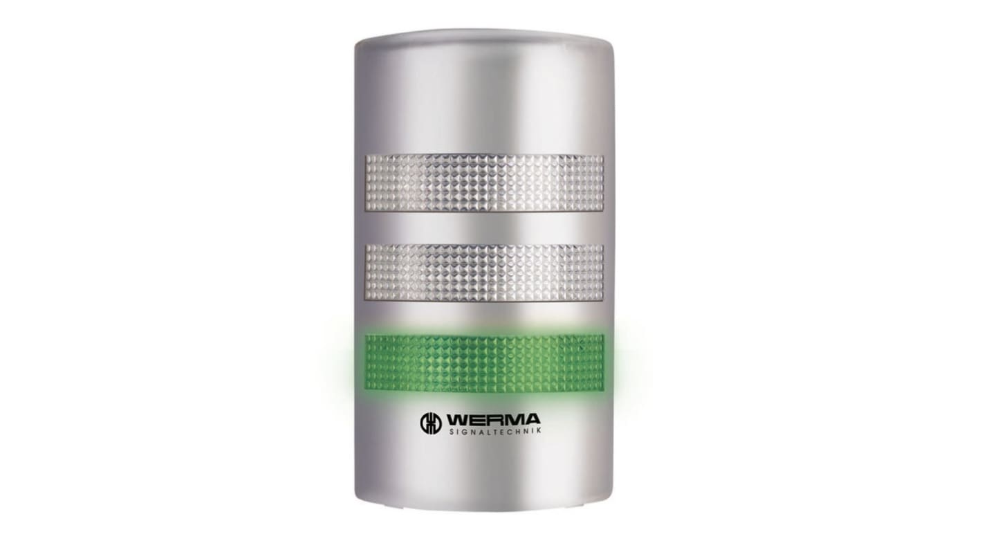 Torretta di segnalazione Werma, 115 → 230 V., LED, 3 elementi, lenti Rosso/Verde/Giallo