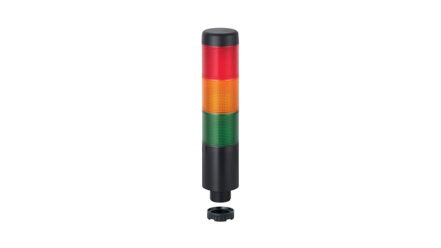 Columna de señalización Werma Kompakt 37, LED, con 3 elementos Rojo/Verde/Naranja/Amarillo, 12 V