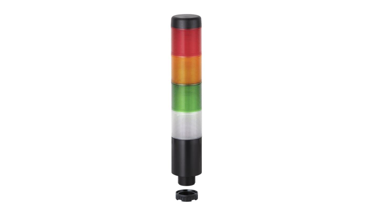 Columna de señalización Werma Kompakt 37, LED, con 4 elementos Transparente, verde, rojo, amarillo, 24 V