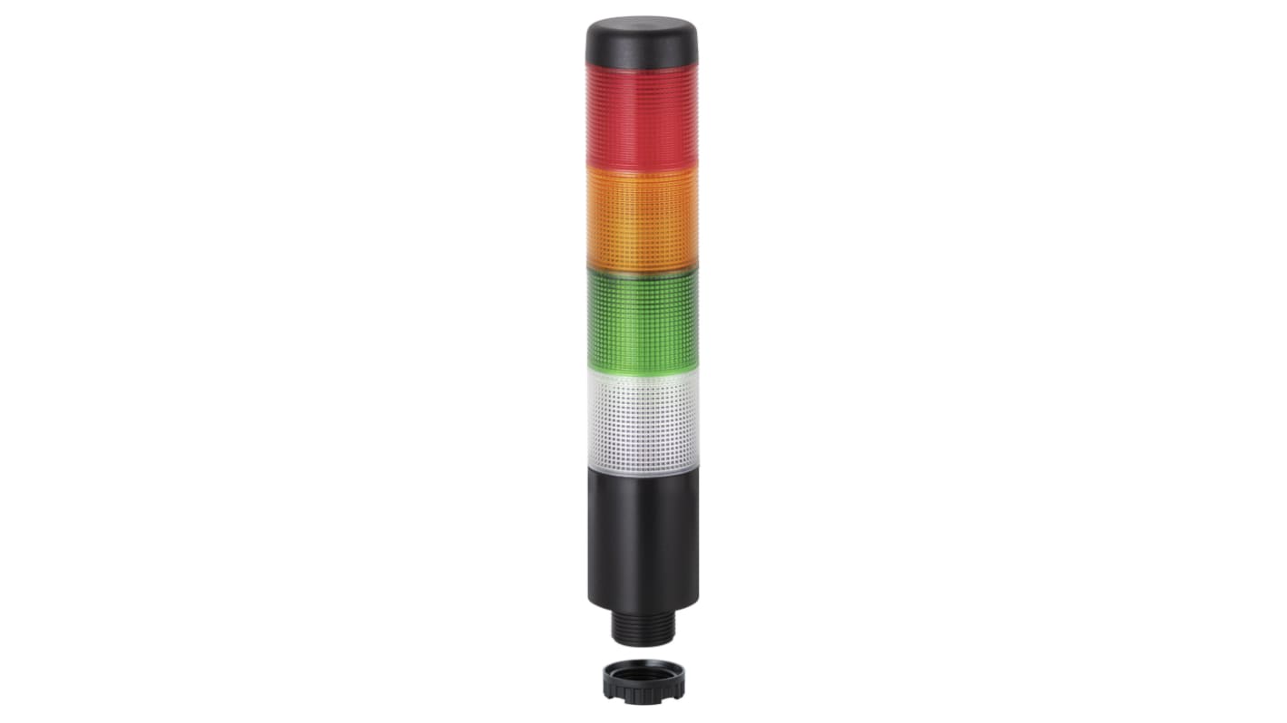 Torretta di segnalazione Werma, 24 V, LED, 4 elementi, lenti , lenti Trasparente, verde, rosso, giallo, con Cicalino