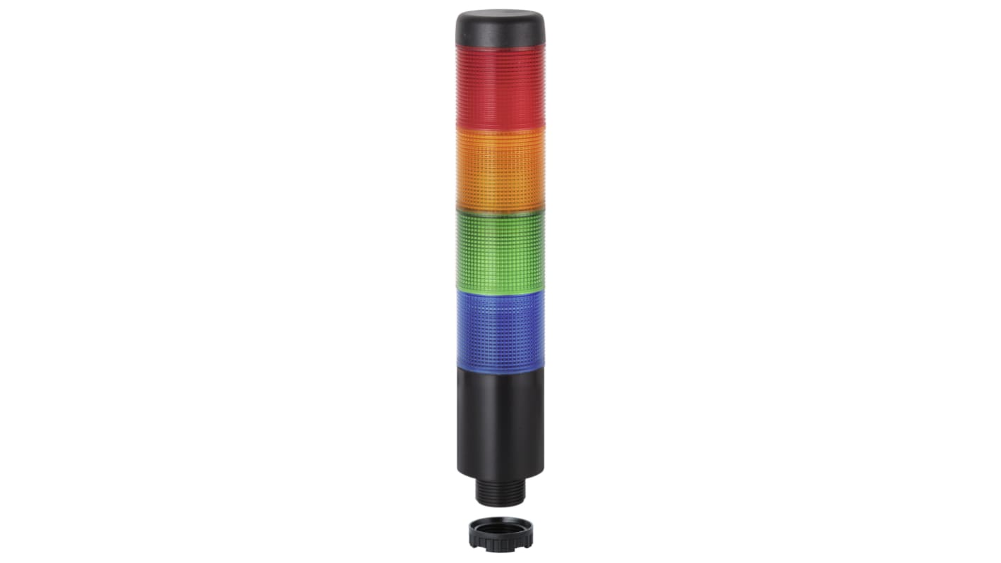 Werma Kompakt 37 LED Signalturm bis 4-stufig Linse Blau, Grün, Rot, Gelb LED Rot/Gelb/Grün/Blau + Summer