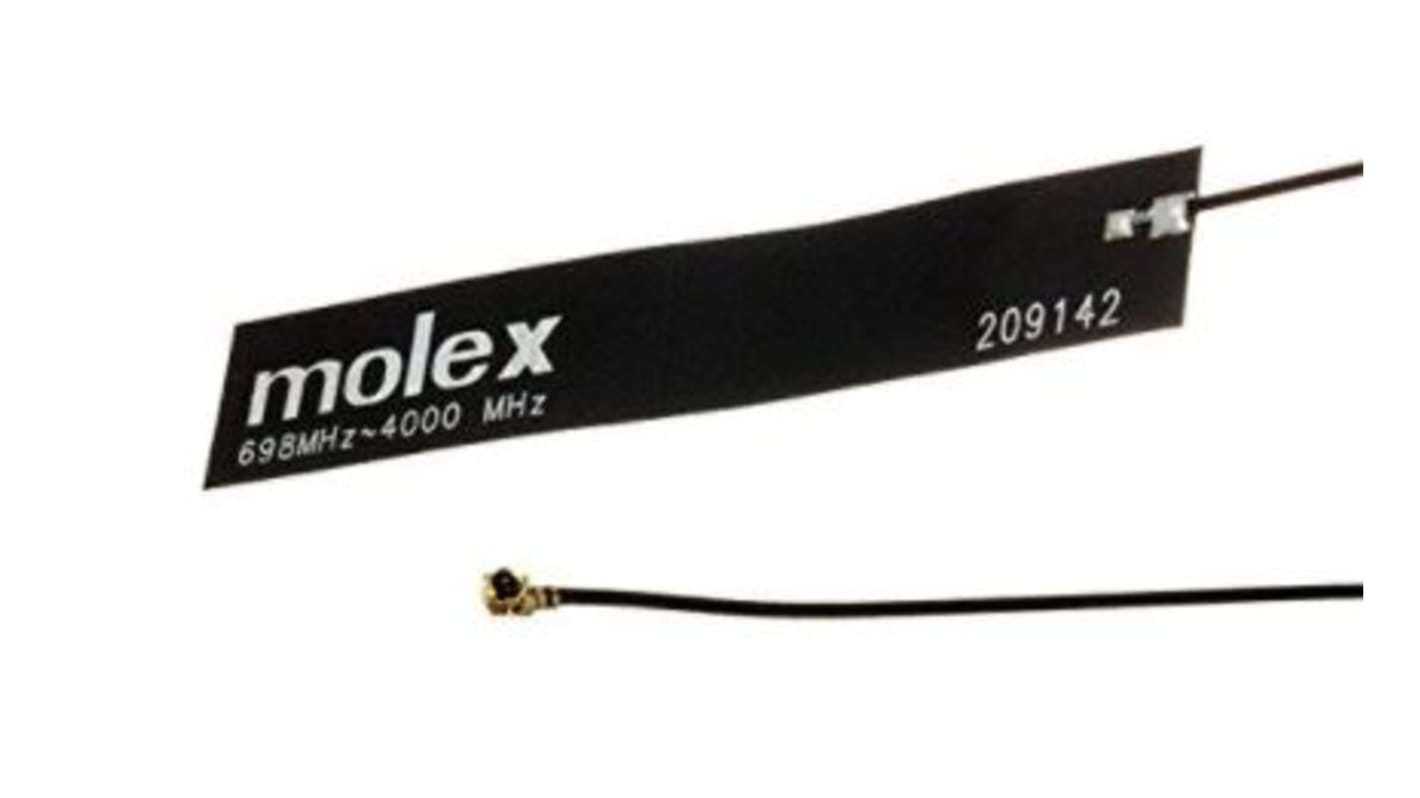 Molex GSM & GPRS Antenna 2G (GSM/GPRS), 3G (UTMS), 4G (LTE) Négyzetes Ragasztó Anya 209142-0180 Mindenirányú 5.2dBi