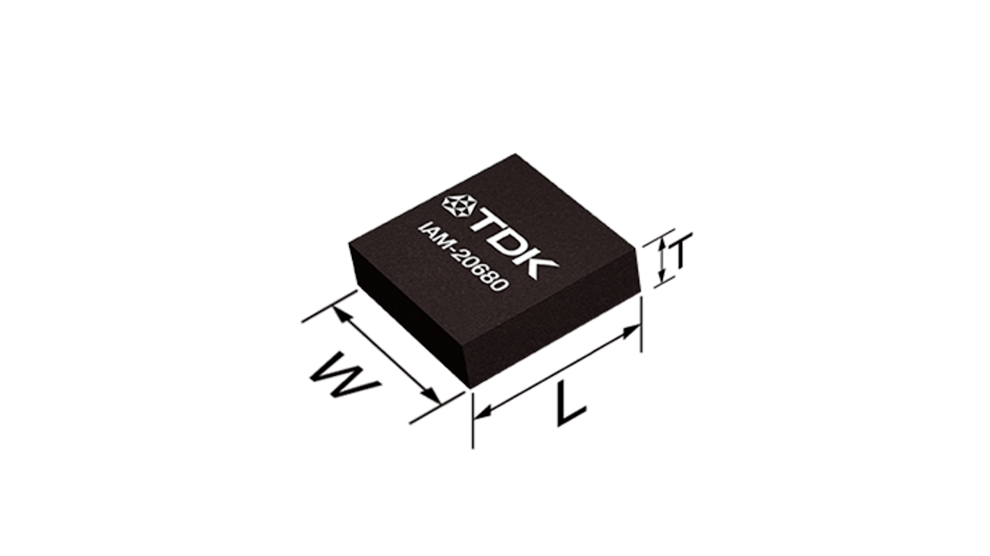 Accelerometro e giroscopio InvenSense, 6-assi, I2C, SPI, 16 pin, LGA, Montaggio superficiale