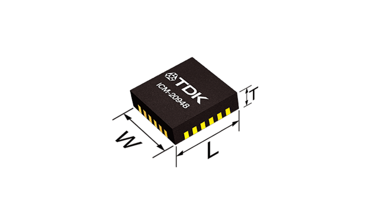 Akcelerometr a gyroskop ICM-20948 9osý, I2C, SPI, počet kolíků: 24, QFN, typ snímače: Modul pohybového snímače