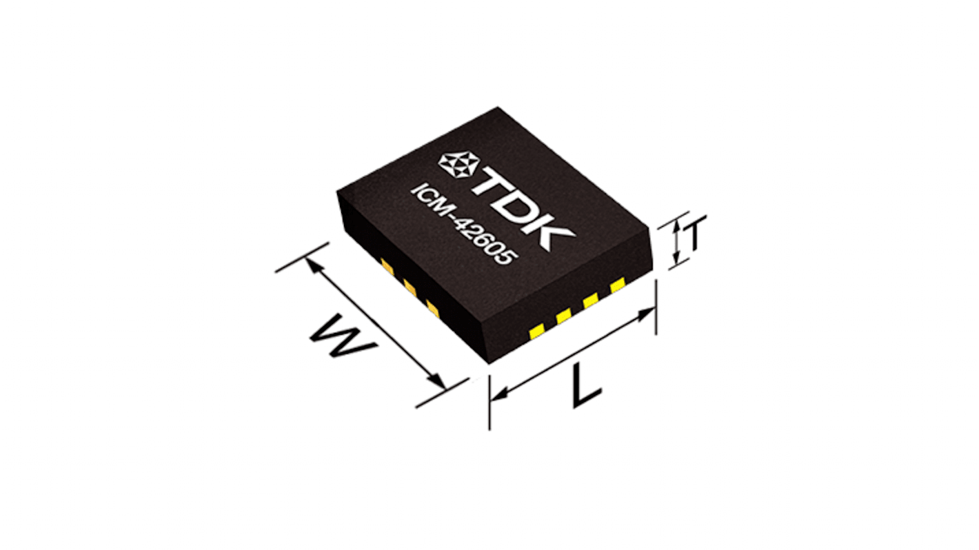 Akcelerometr a gyroskop ICM-42605 6osý, I2C, SPI, počet kolíků: 14, LGA, typ snímače: Modul pohybového snímače