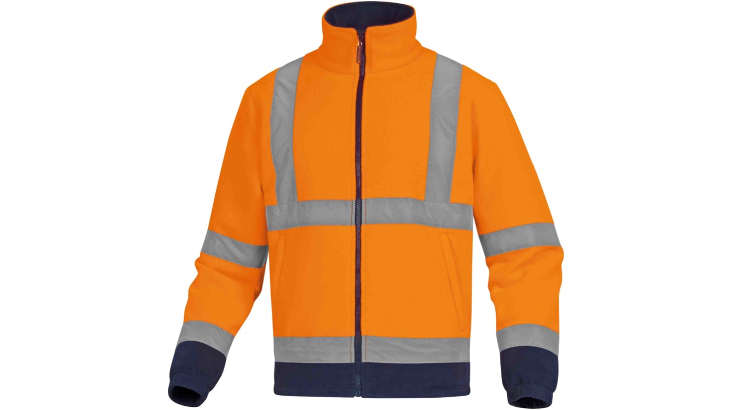 Delta Plus Orange/Navy Unisex Hi Vis Fleece Jacket, L