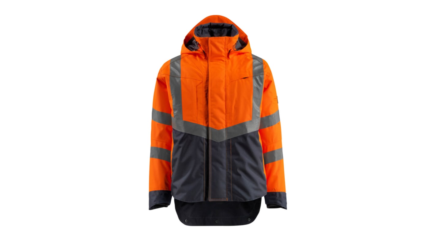 Mascot Workwear Unisex Warnschutzjacke Wasserdicht, Polyester Orange/Marine, Größe S