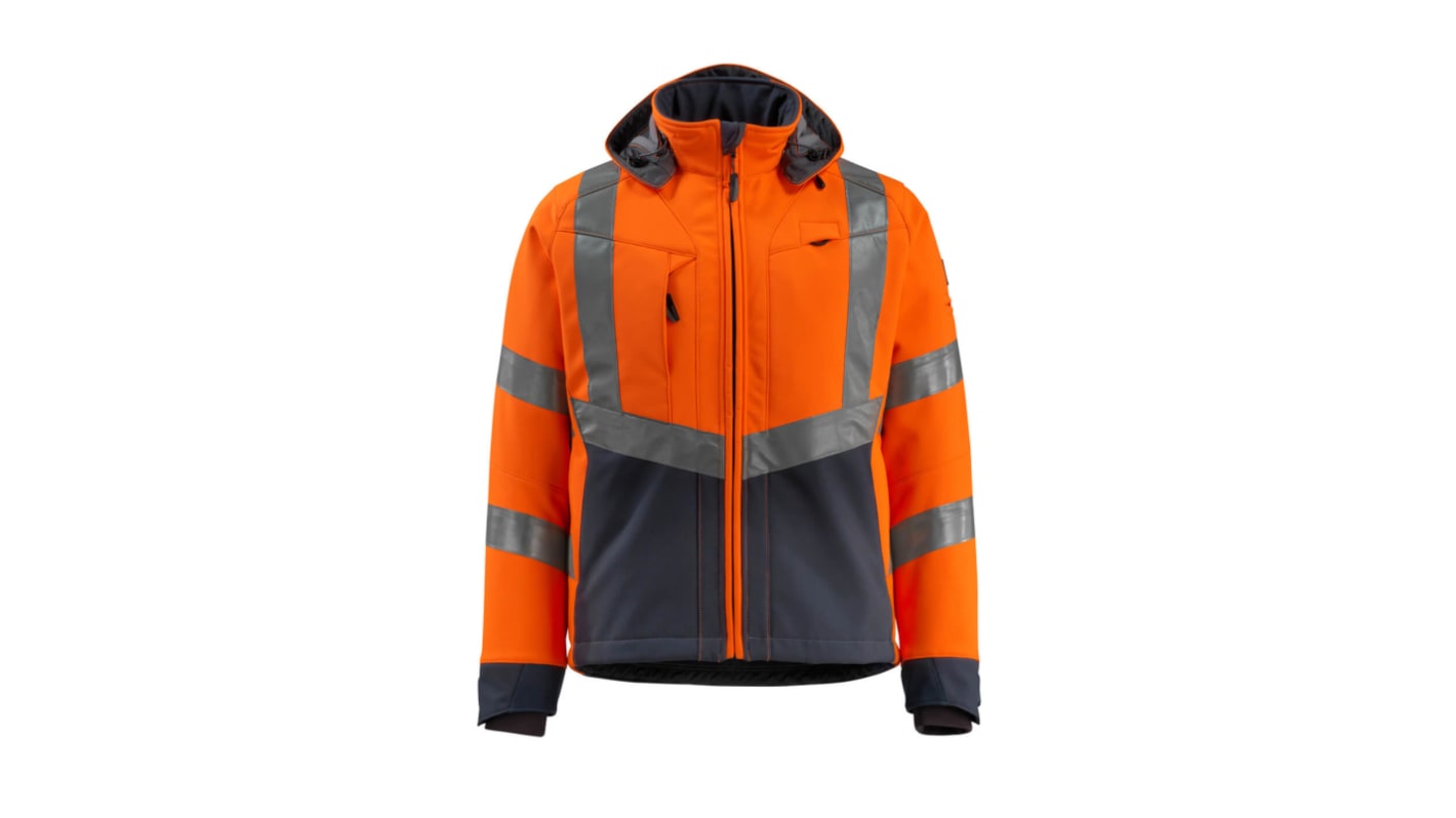 Mascot Workwear Unisex Warn-Softshelljacke Wasserabweisend, Polyester Orange/Marine, Größe XXL