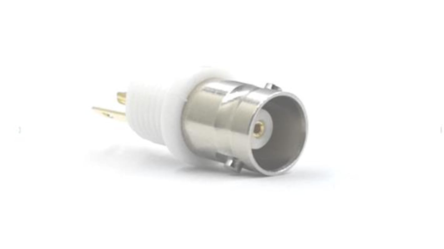 Conector coaxial RS PRO, Hembra, Vertical, Impedancia 50Ω, Montaje en Panel, Sí, 4GHz +60°C -40°C, Coaxial, Níquel