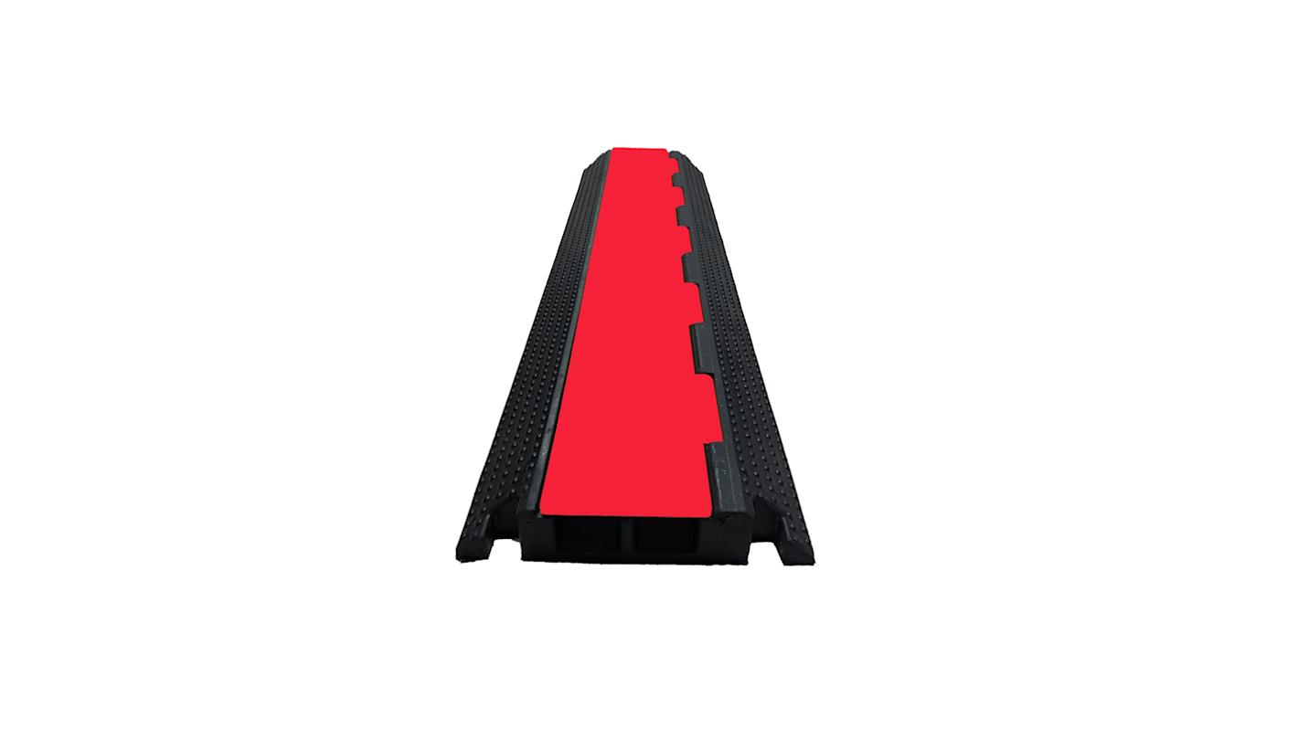 RS PRO Kabelabdeckung, Kabelbrücke, 249 mm x 1m Gummi, Schwarz, Rot 2-kanalig