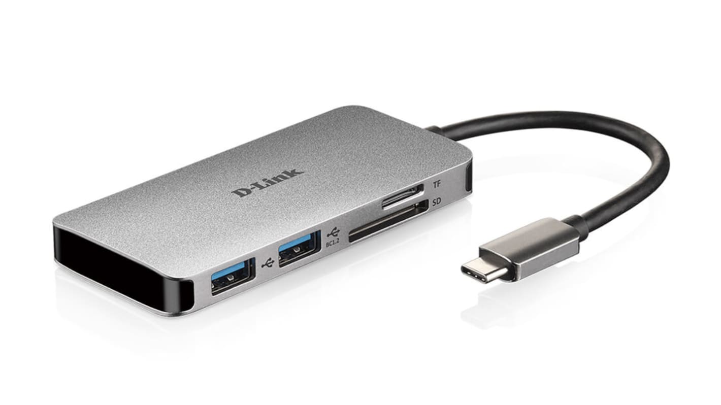 D-Link 2 Port USB 3.0 USB C  Hub, USB Powered, 95 x 45 x 11mm