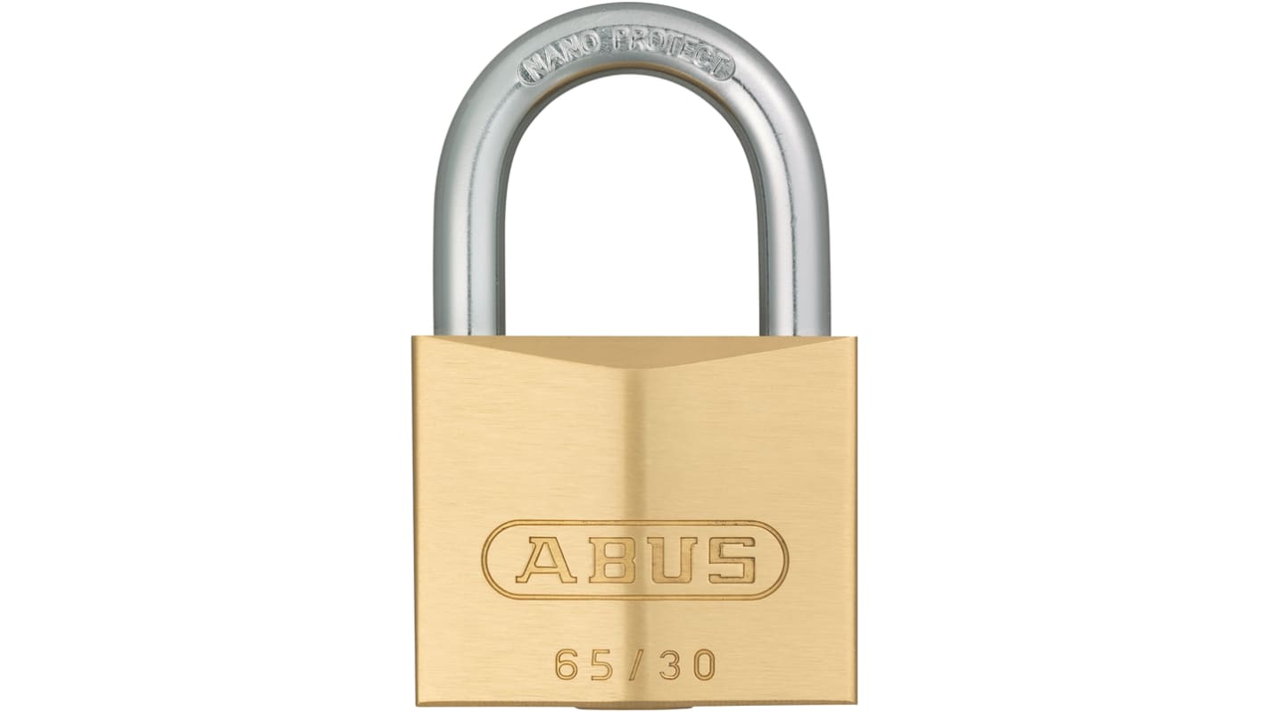 ABUS Key Weatherproof Brass Padlock, 5mm Shackle, 30mm Body