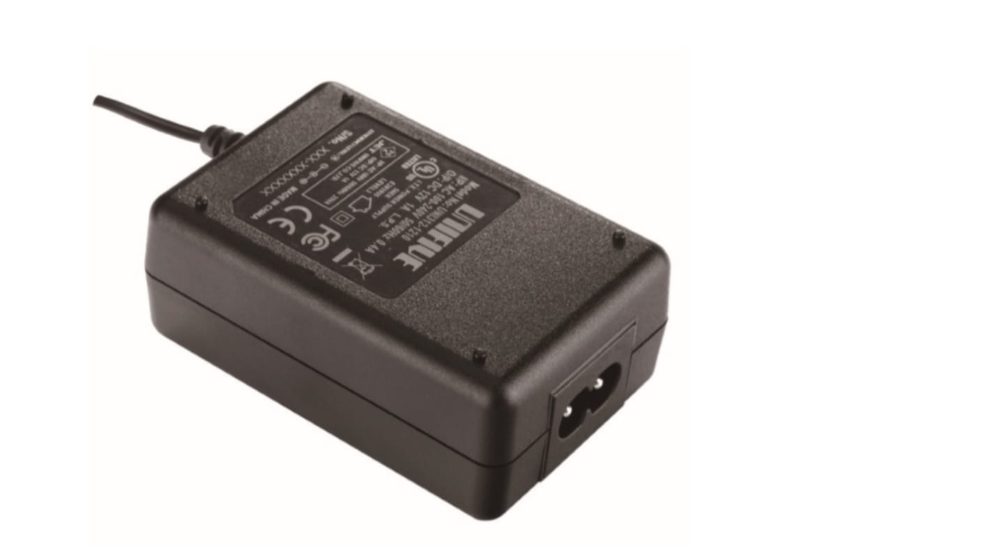 Unifive 12W Power Brick AC/DC Adapter 12V dc Output, 1A Output