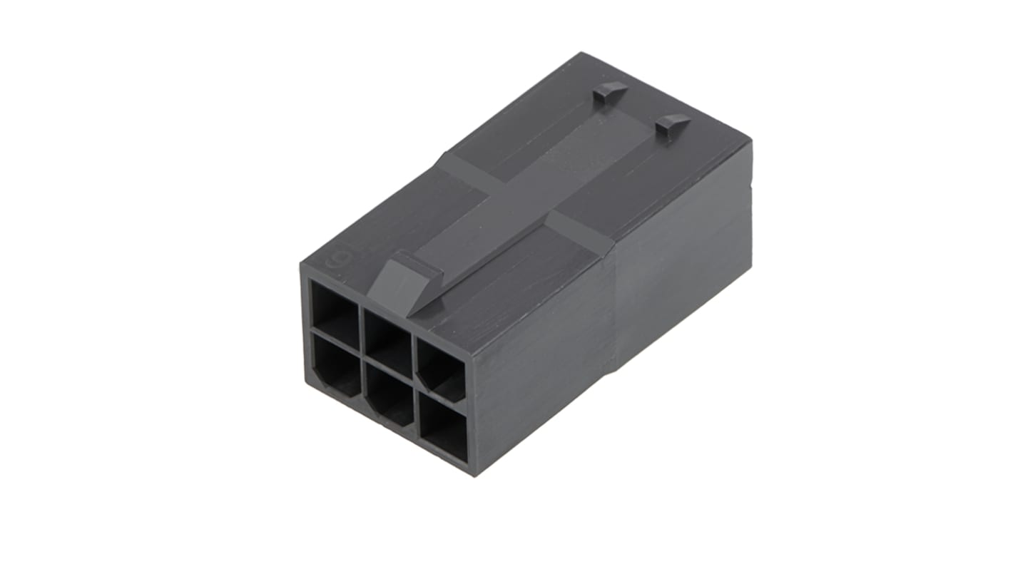 Corpo connettore per terminali a crimpare Molex 6 vie, Nylon, Nero