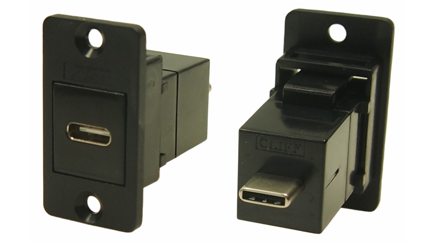 RS PRO Straight, Panel Mount, Female to Male Type USB-C USB Connector