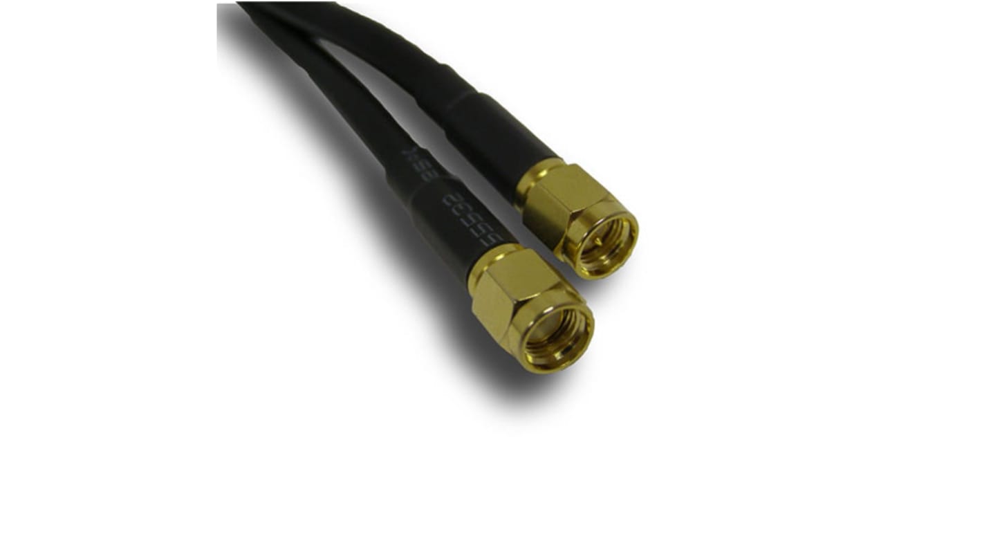 Cable coaxial RG58 RF Solutions, 50 Ω, con. A: SMA, Macho, con. B: RP-SMA, Macho, long. 3m Negro