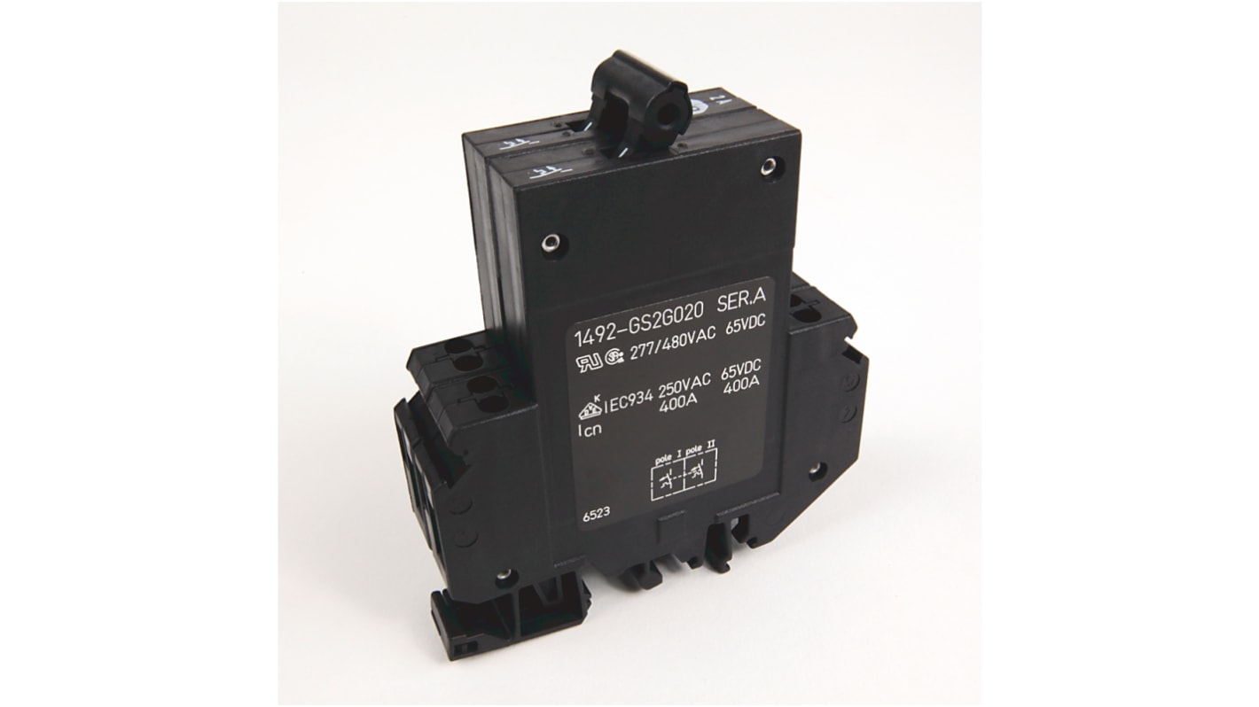 Interruptor automático 2P, 1A, Curva Tipo G 1492-GS2G010, 1492-GS, Montaje en Carril DIN