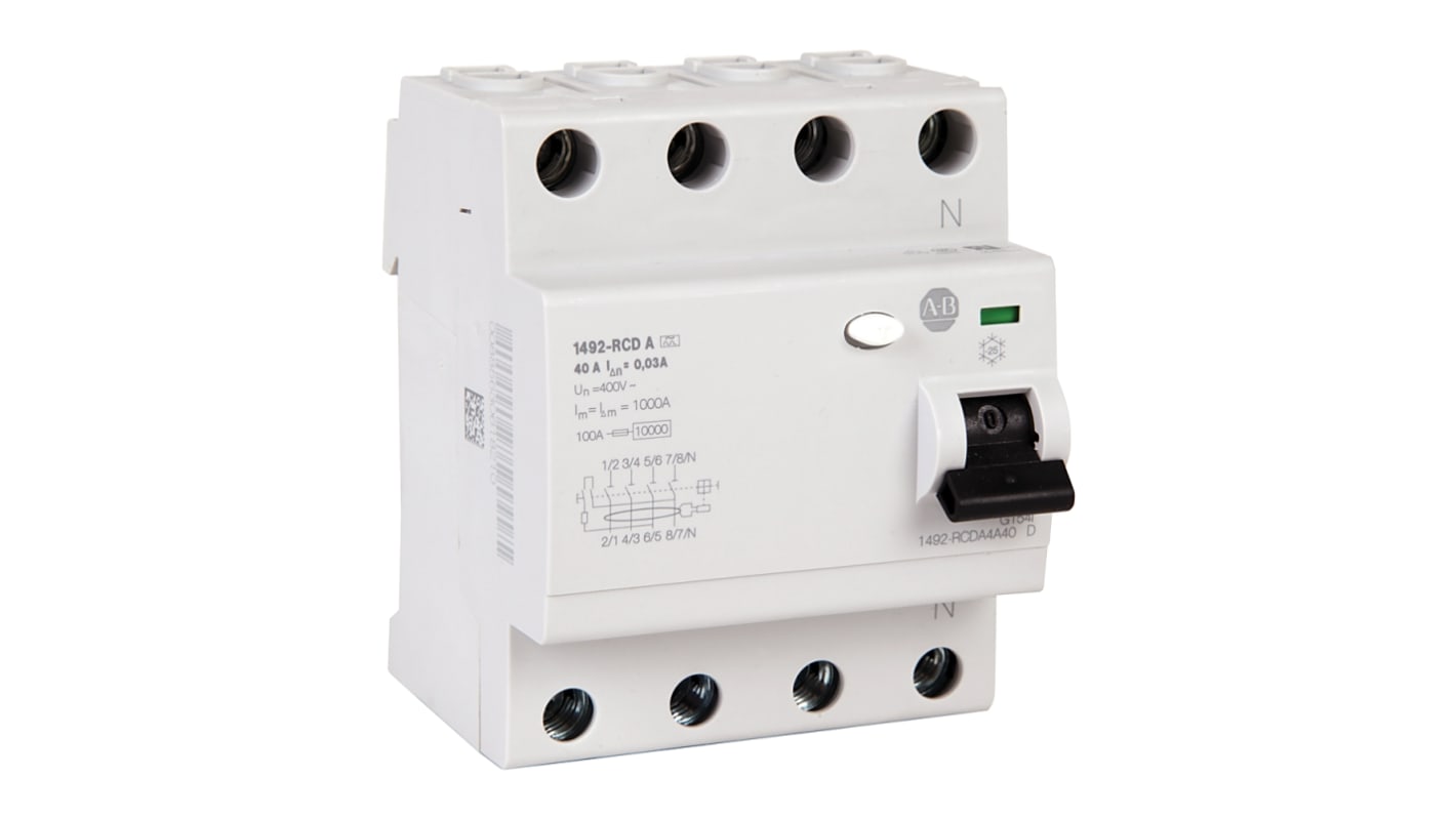 RCD Rockwell Automation 1492-RCDA, 4P, 63A, sensibilità 30mA, Tipo A