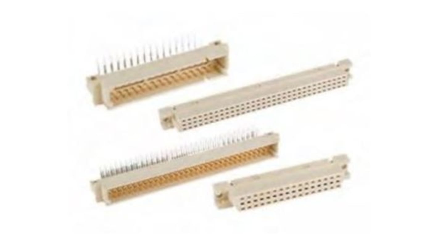 Amphenol Communications Solutions DIN 41612-Steckverbinder gewinkelt, 64-polig / 2-reihig, Raster 2.54mm Crimpanschluss