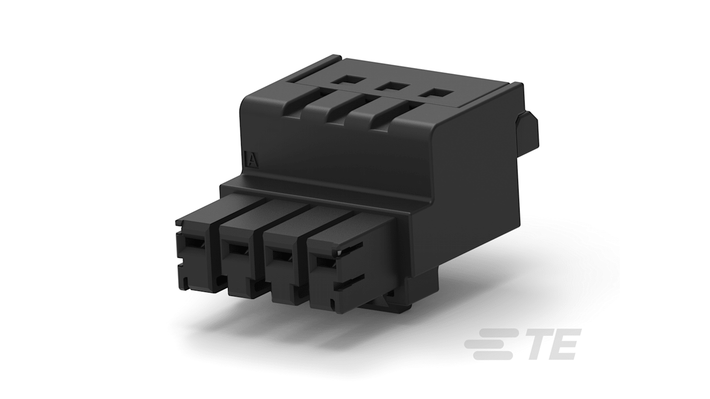 Conector de PCB Hembra TE Connectivity de 4 vías , paso 5mm, montaje De inserción