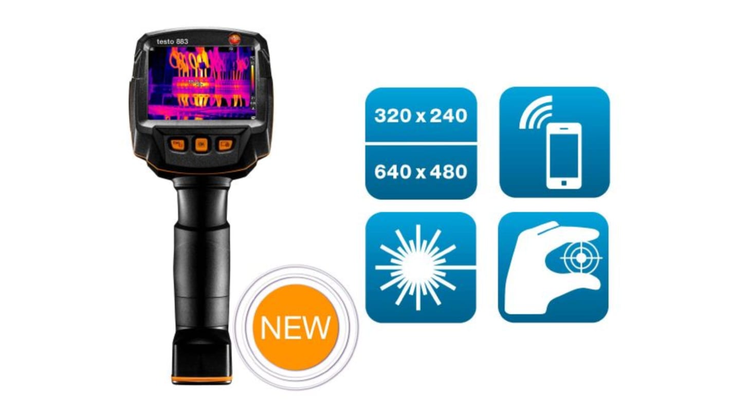 Testo 883 Bluetooth, USB 2.0 Thermal Imaging Camera, -30 → +650 °C, 320 x 240pixel Detector Resolution