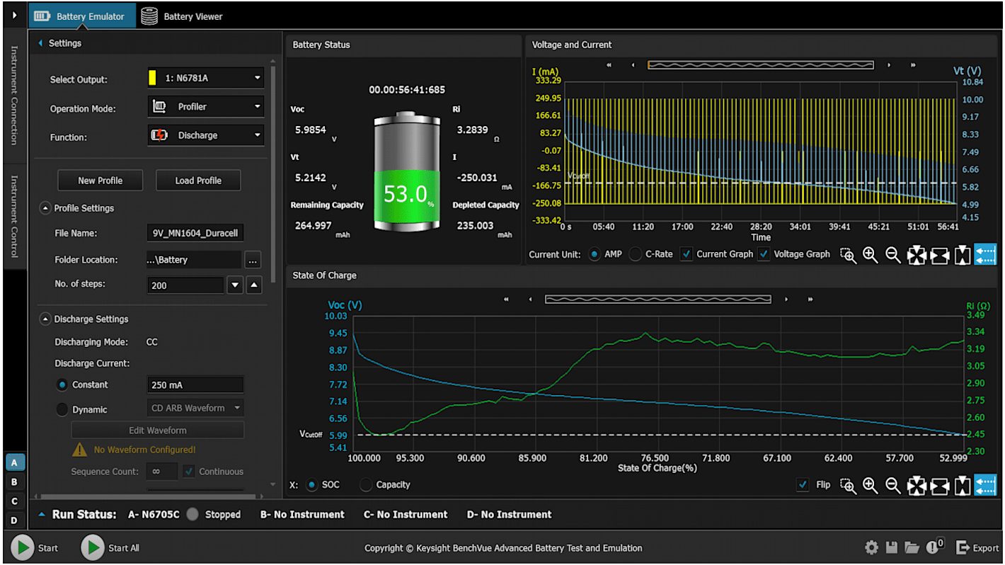 Software Advanced Battery Test y Emulation Keysight Technologies para usar con Fuente de alimentación de dos cuadrantes