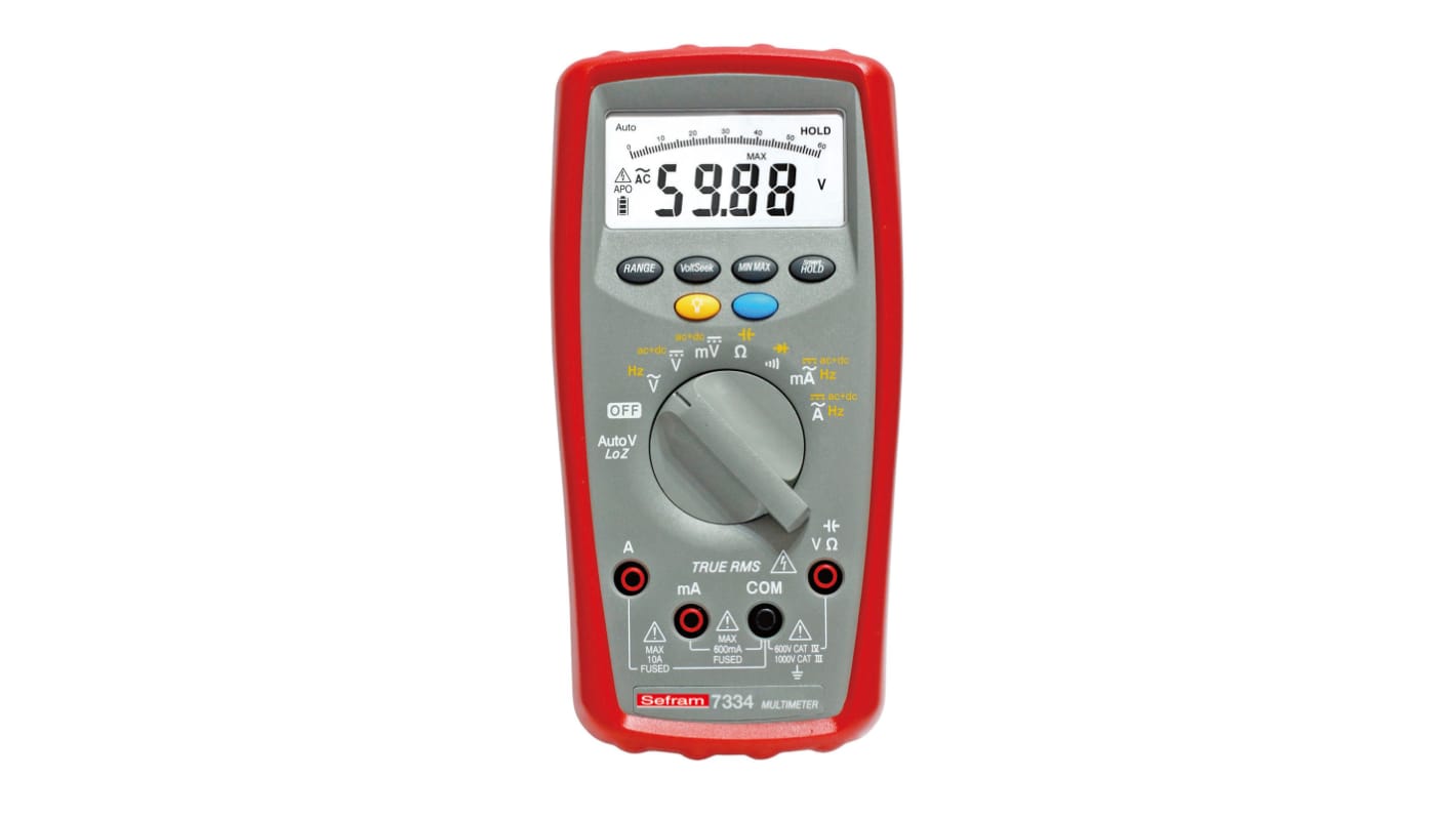 Sefram 7335 Handheld Digital Multimeter, True RMS, 10A ac Max, 10A dc Max, 1000V ac Max