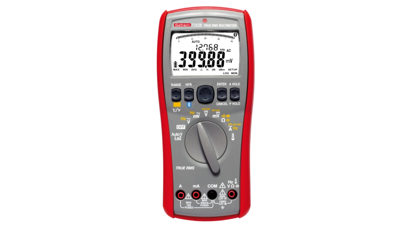 Sefram 7352B Handheld Digital Multimeter, True RMS, 10A ac Max, 10A dc Max, 1000V ac Max