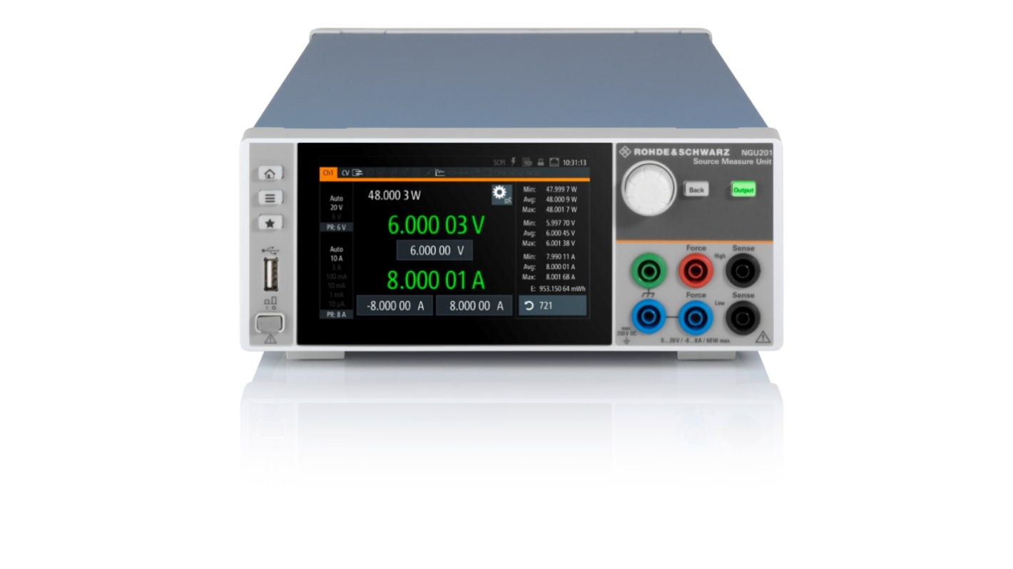 Urządzenie Source Meter Rohde & Schwarz kanały: 1 60 W 10 uA →10 A 0 →10 kΩ