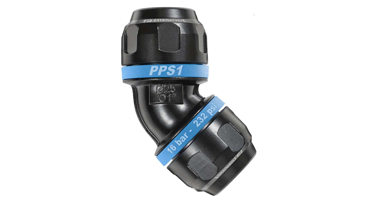 PPS1 4C32 PREVOST 16bar Aluminium Elbow Connector, 32mm outside